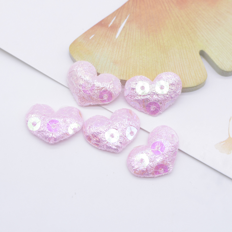 100 Stück 20 x 15 mm glitzernde Herz-Applikationen, gepolsterte Patches für Kleidung, Hut, Basteln, Nähzubehör, DIY-Kopfbedeckung, Haarspangen, Schleife, Dekor – Detail 4
