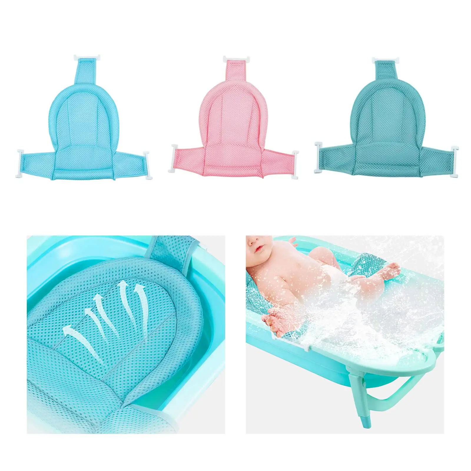 Universal Baby Bath Seat Support Net First Year Needs Baby Shower Mat Nonslip Baby Bath Cushion Pad for Newborn Boy Girl Infant