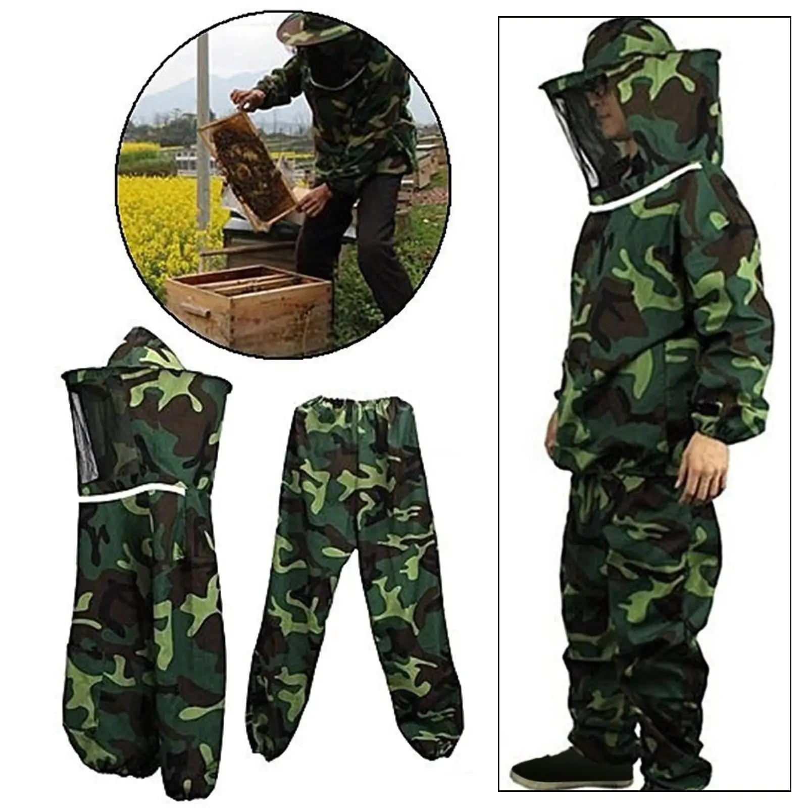 Woman Man Beekeeper Suit Breathable Beekeeper Outfit Beekeeping Protective Clothes with Veil and Pants Full Protection