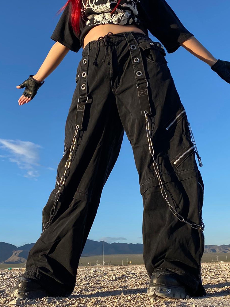 Fashion Hip Hop Cyber Punk Baggy Cargo Pants Women Hot Girl Loose ...