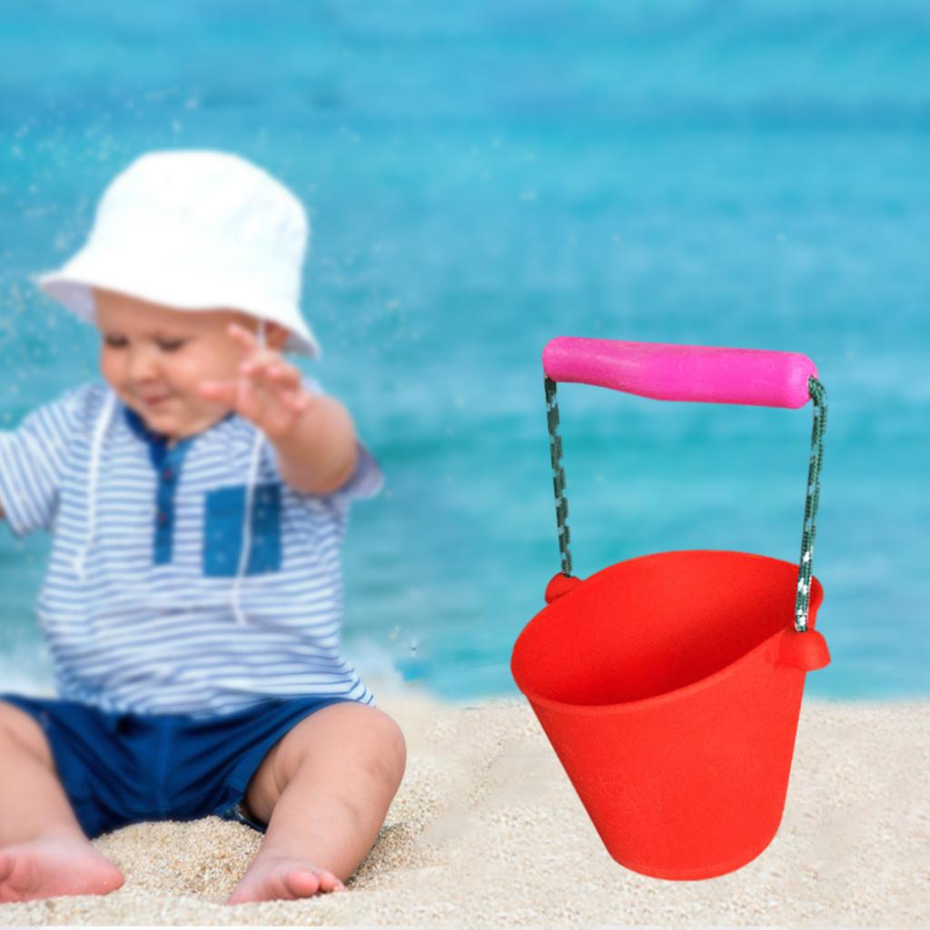 1.5L Collapsible Durable Soft Silicone Beach Toys Folding Bucket for Bathing Sanding