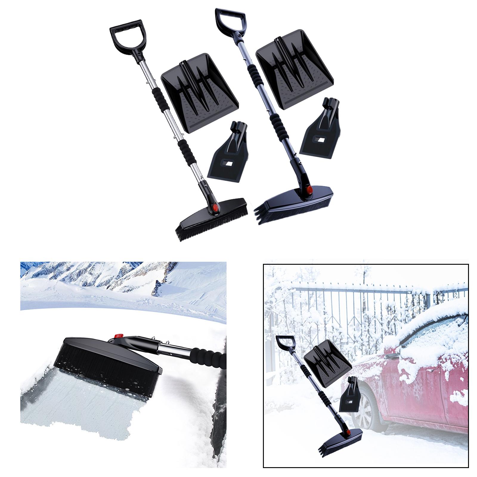 Multifunctional Winter Snow Removal Tool Nylon Brush Anti Slip Sponge Grip Rotatable Head Detachable Design for Vehicles