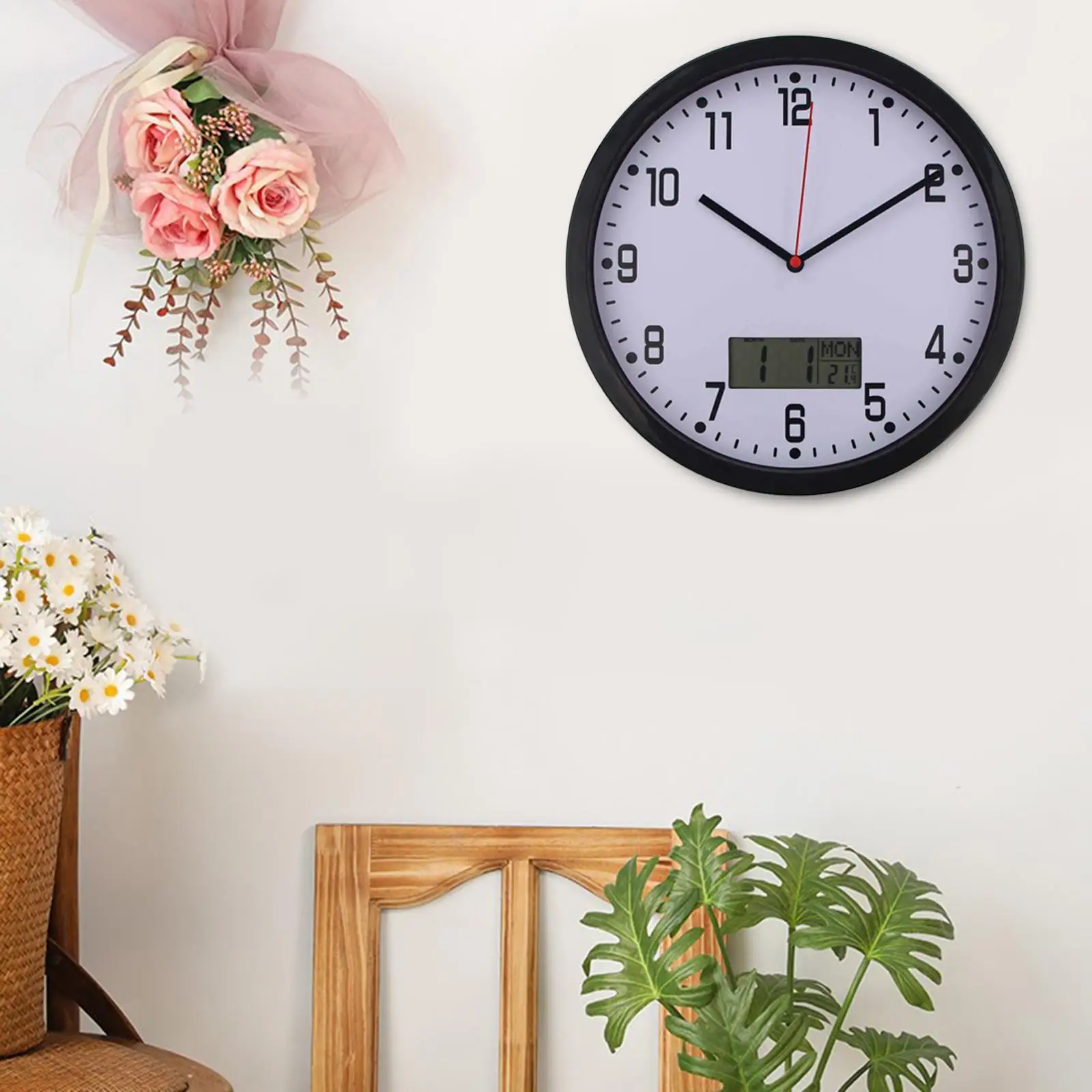 Modern Minimalist Wall Clock with Date And Temperature Large Display Clocks