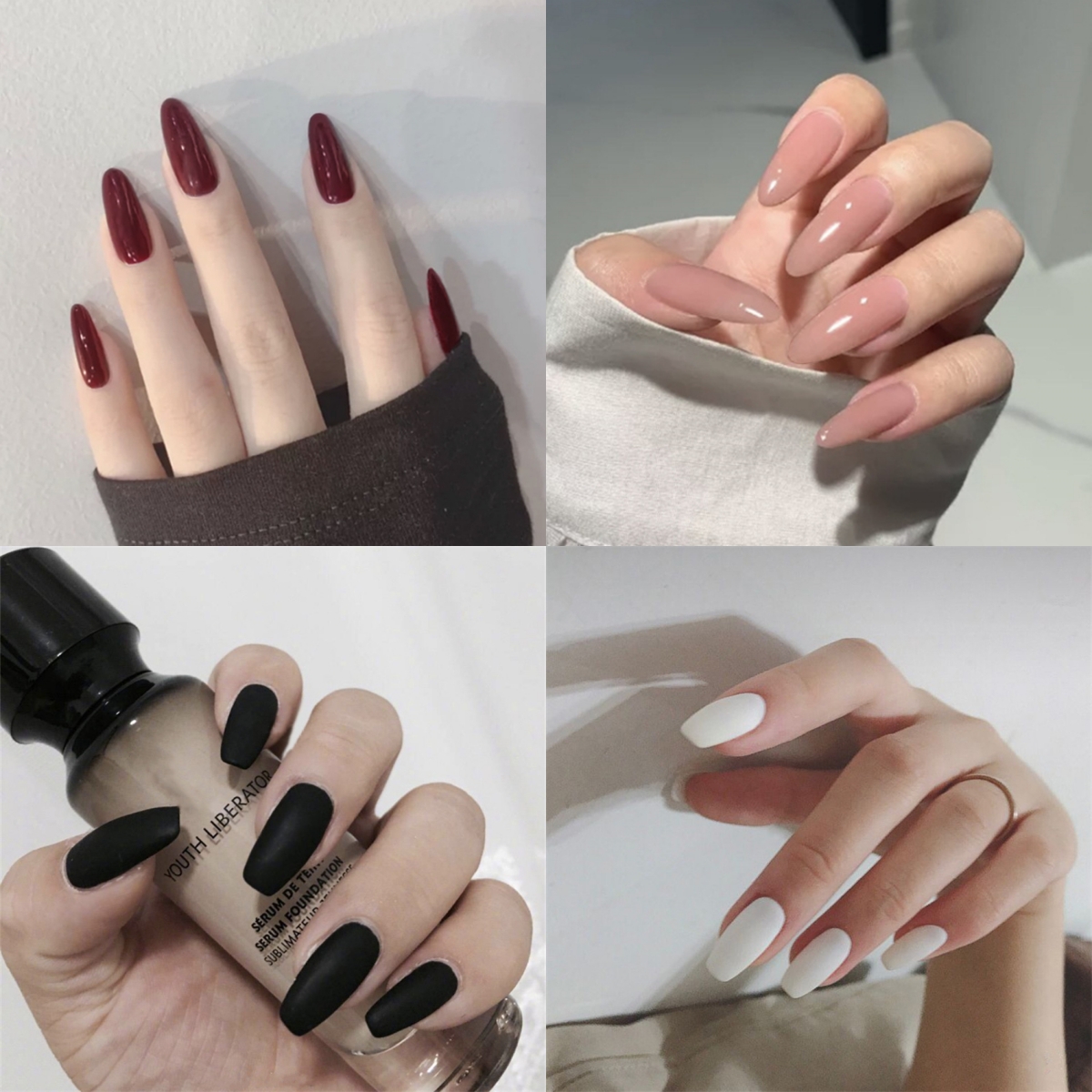 Best of 24Pcs / Lot Wine Red Glossy Almond Fake Nails Acrylic Press On Nails Removable Black White Frosted Wearing Ballet False Nails Art Reviews & Tips