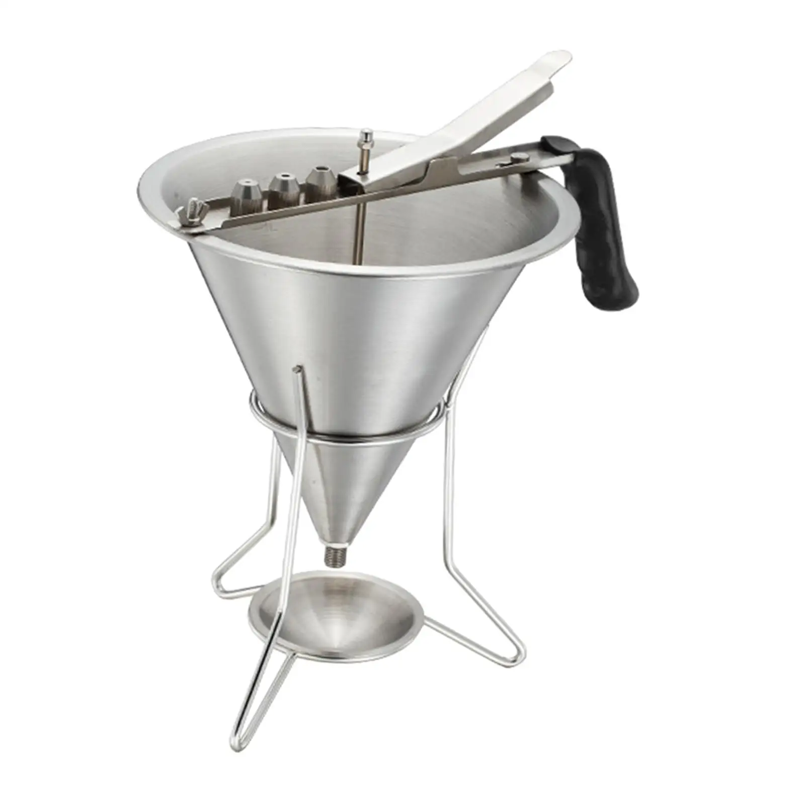 Baking Funnel with Stand with Handle Kitchen Supplies Balls Making Stainless Steel Pancake Dispenser for Crepes Cupcake Cake