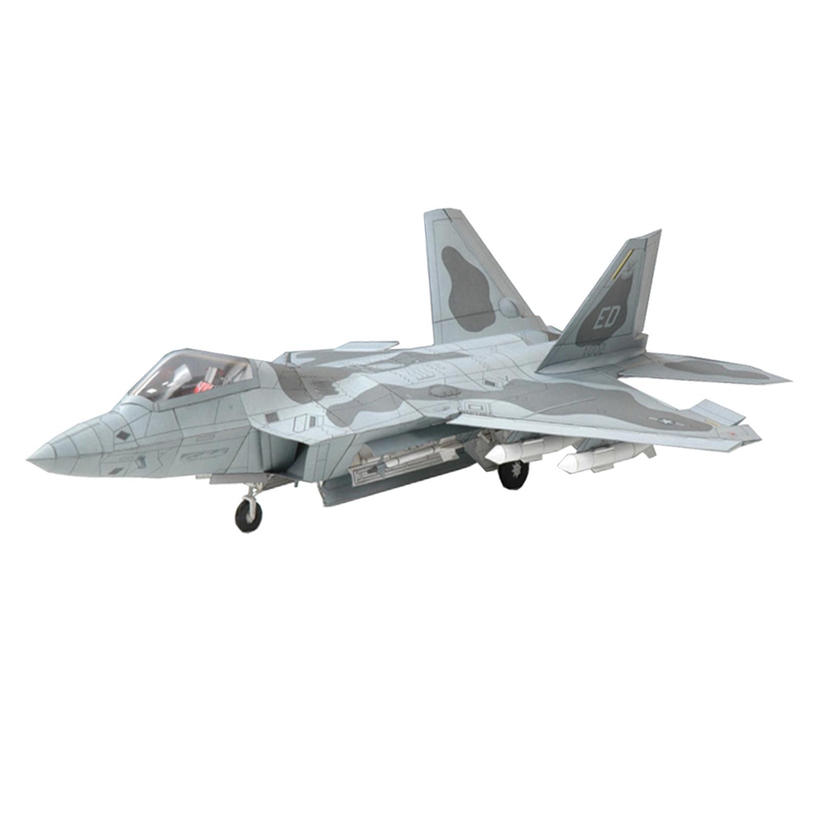 1/33 3D F22 Fighter Assemble Paper Model Kit,Building Blocks Education Toys DIY Papercraft for Kids