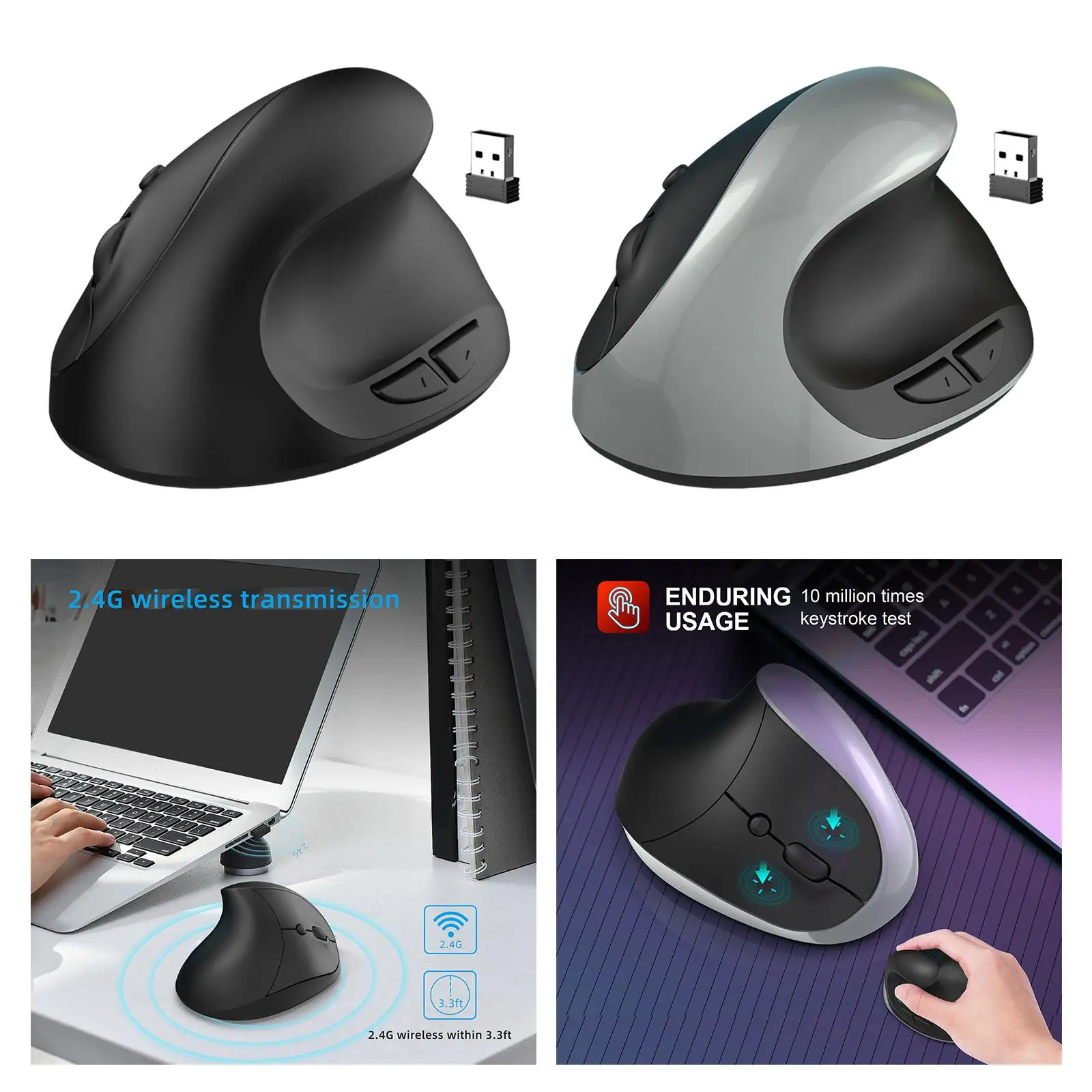Vertical Mouse USB 800DPI 1600DPI 2400DPI 6 Buttons Ergonomic Gaming Mouse for Computer Laptop Desktop Office Home