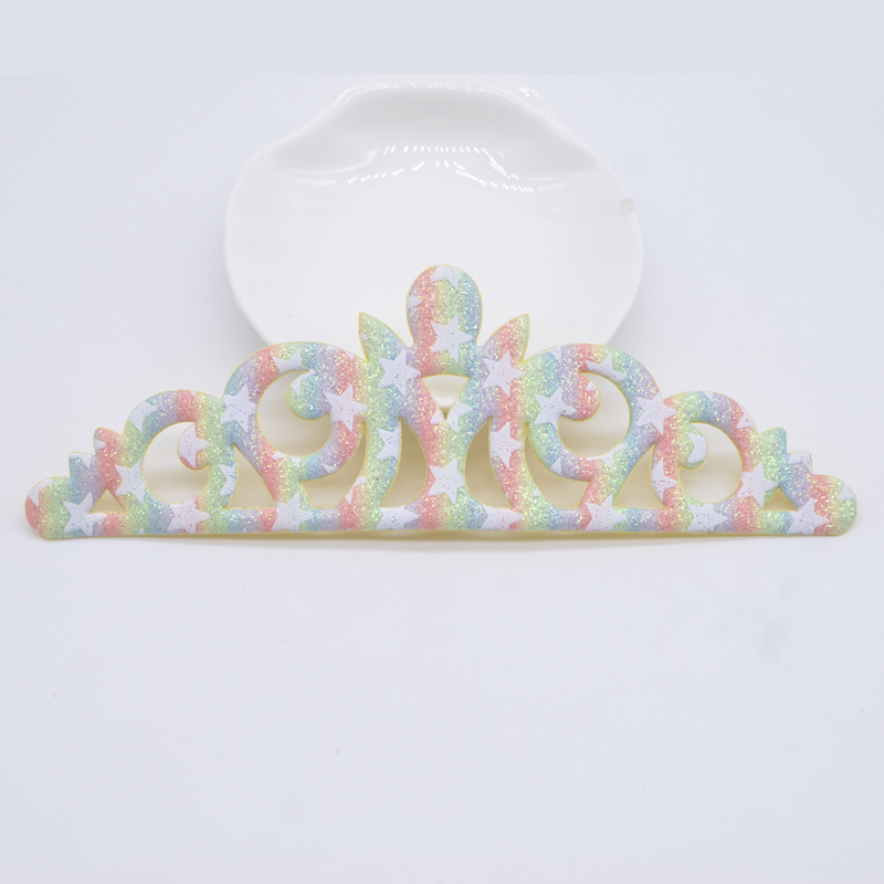 6pcs 140*45mm gepolsterte Glitzer krone Applikationen für Kleidung Hut Näh patches DIY Cake Topper Kopf bedeckung Dekor Zubehör – Detail 6