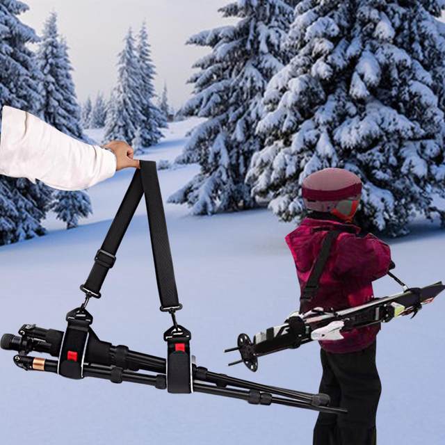 Cinghia Portasci Regolabile - Tracolla Per Sci E Snowboard, Nera - Foto 9