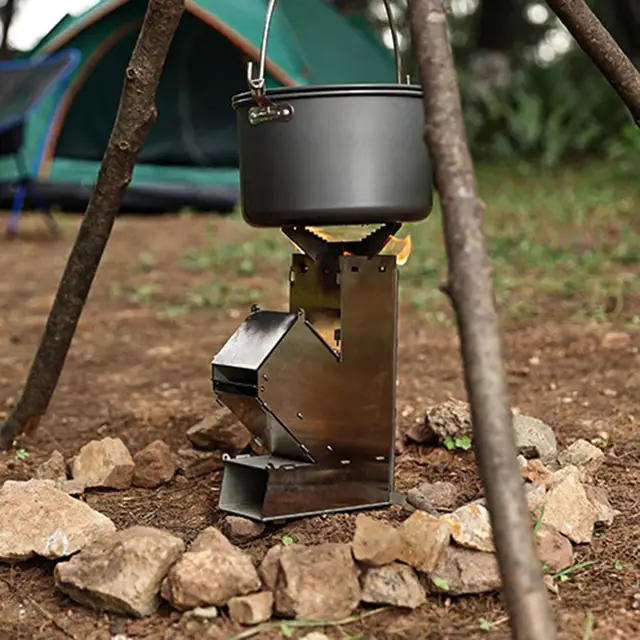 Camping Portable Collapsible Camping Stove Rocket Stove Wood Stove Outdoor  Wood Burning Picnic BBQ Cooking Camping Equipment