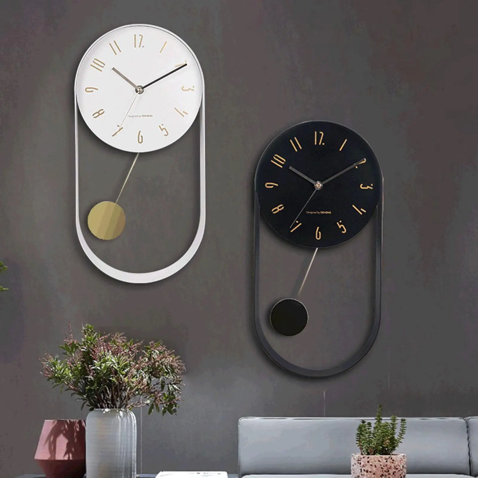 Wall Clock with Pendulum Battery Operated Wall Clocks for Home School Kitchen