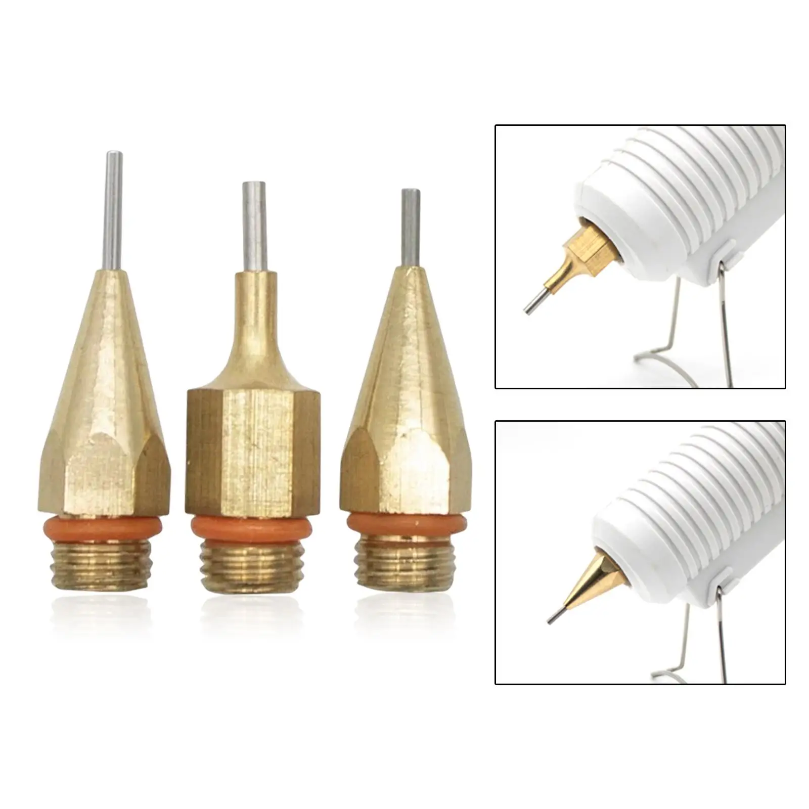 3 Pieces Hot Melt Glue Tool Nozzle Replaceable Parts Small Aperture Diameter Nozzle 1.0x40mm 1.3x40mm 1.5x45mm 7/16Inches Thread