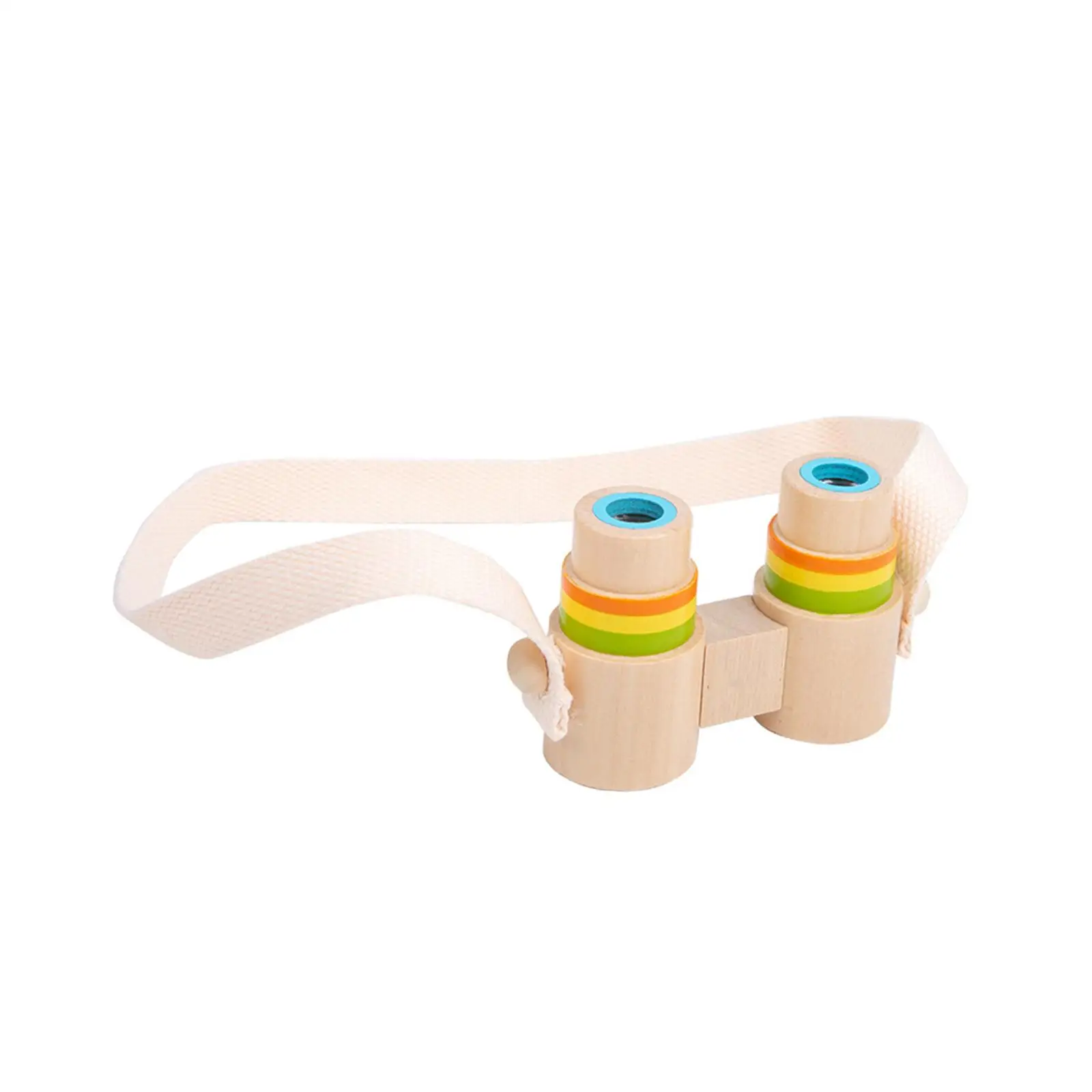 Wooden Binoculars Toy and Strap Children Magnification Toy Outdoor Toys for Boys Girls Toddlers Hiking Exploration