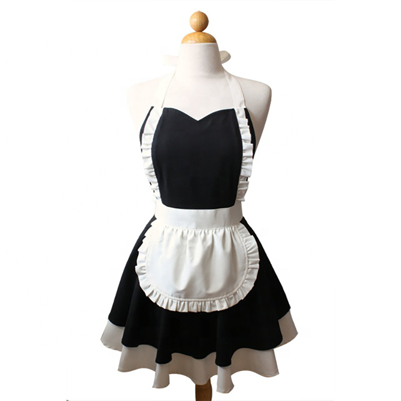 Jananese Sexy Frau Werkzeug für Paare Maid Outfit Kawaii Kleid Restaurant Kurze Farbe Kaffee Shop Schöne Bogen Spitze Küche Schürze – Detail 8