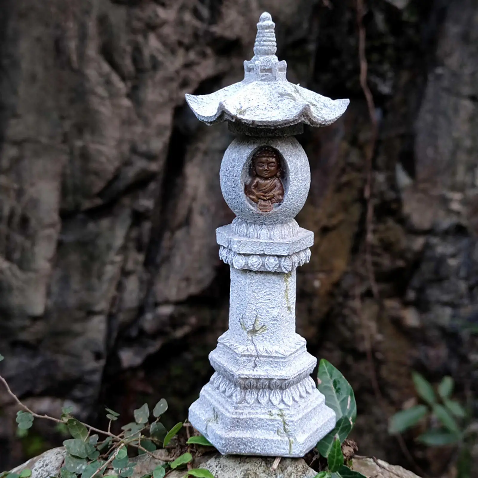 Fengshui Stupa Figure Tathagata Praying Handcrafted Decorative Buddhist Buddha Religious Ornament Pagoda Decor for Tabletop