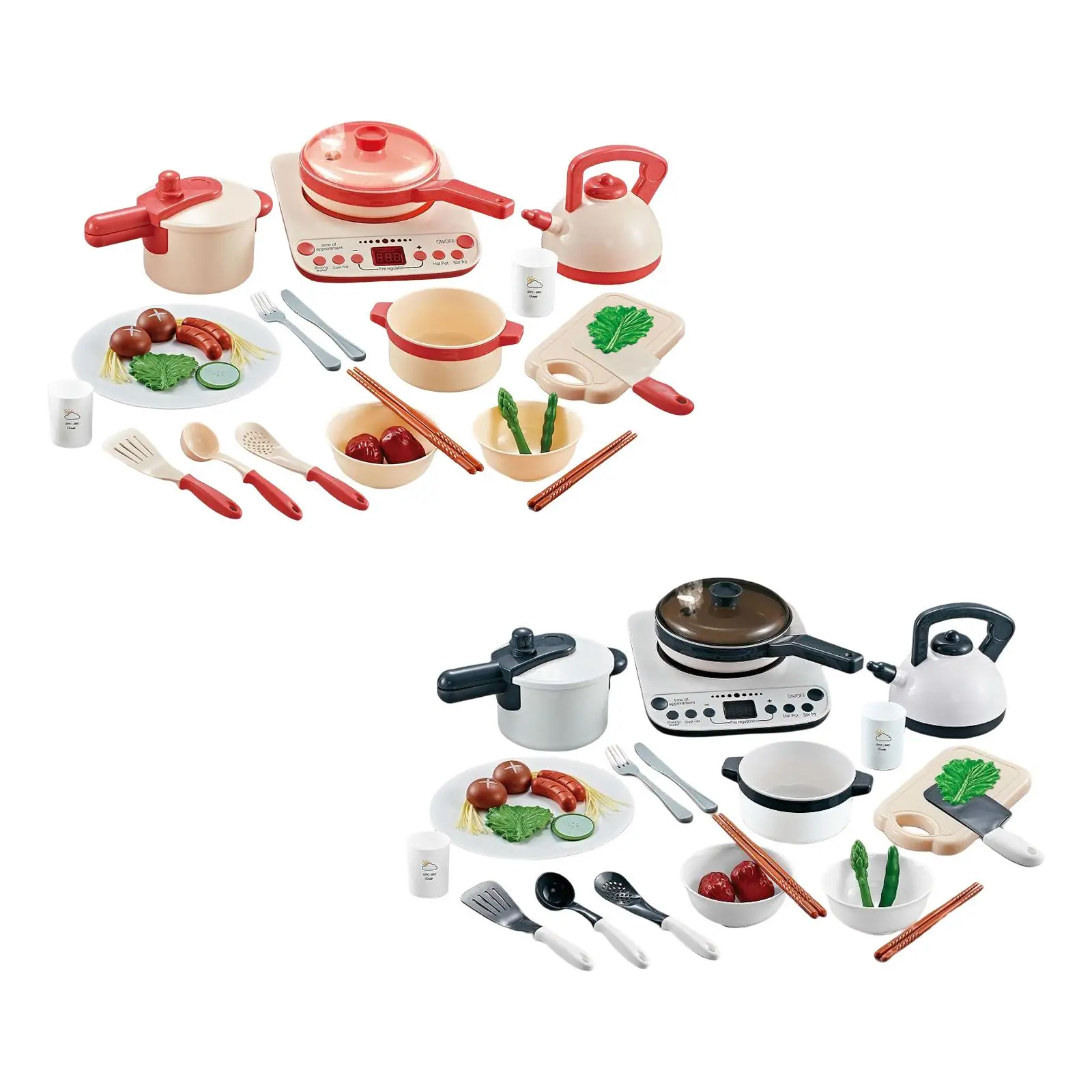 kitchen toys Kitchen Accessories Set Food Set with Induction Cooktop Canned Toy Toddler Pretend Cooking Playset for Toddler