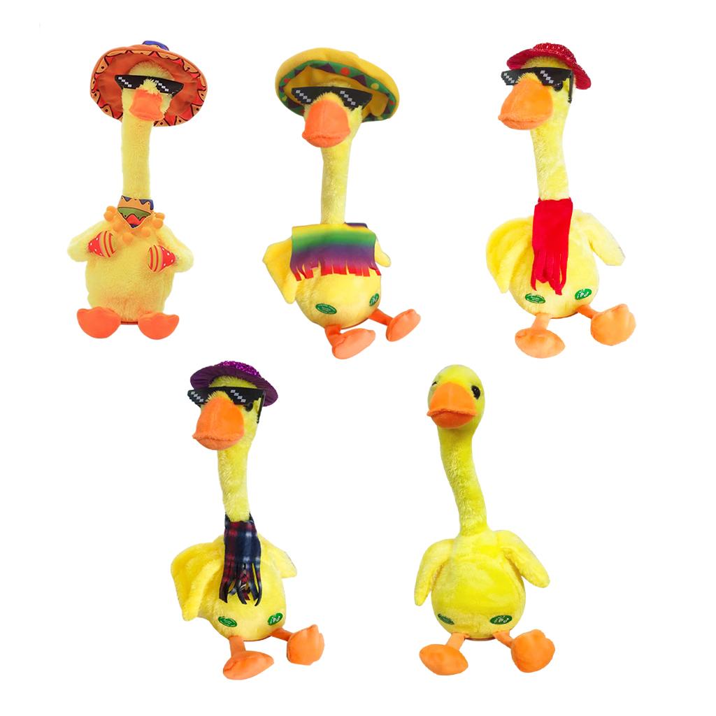 Cute Duck Doll Toy Singing Talk Repeated Record Dance Swinging Neck Repeat Toy Stuffed Doll for Party Favors Home Decor Baby