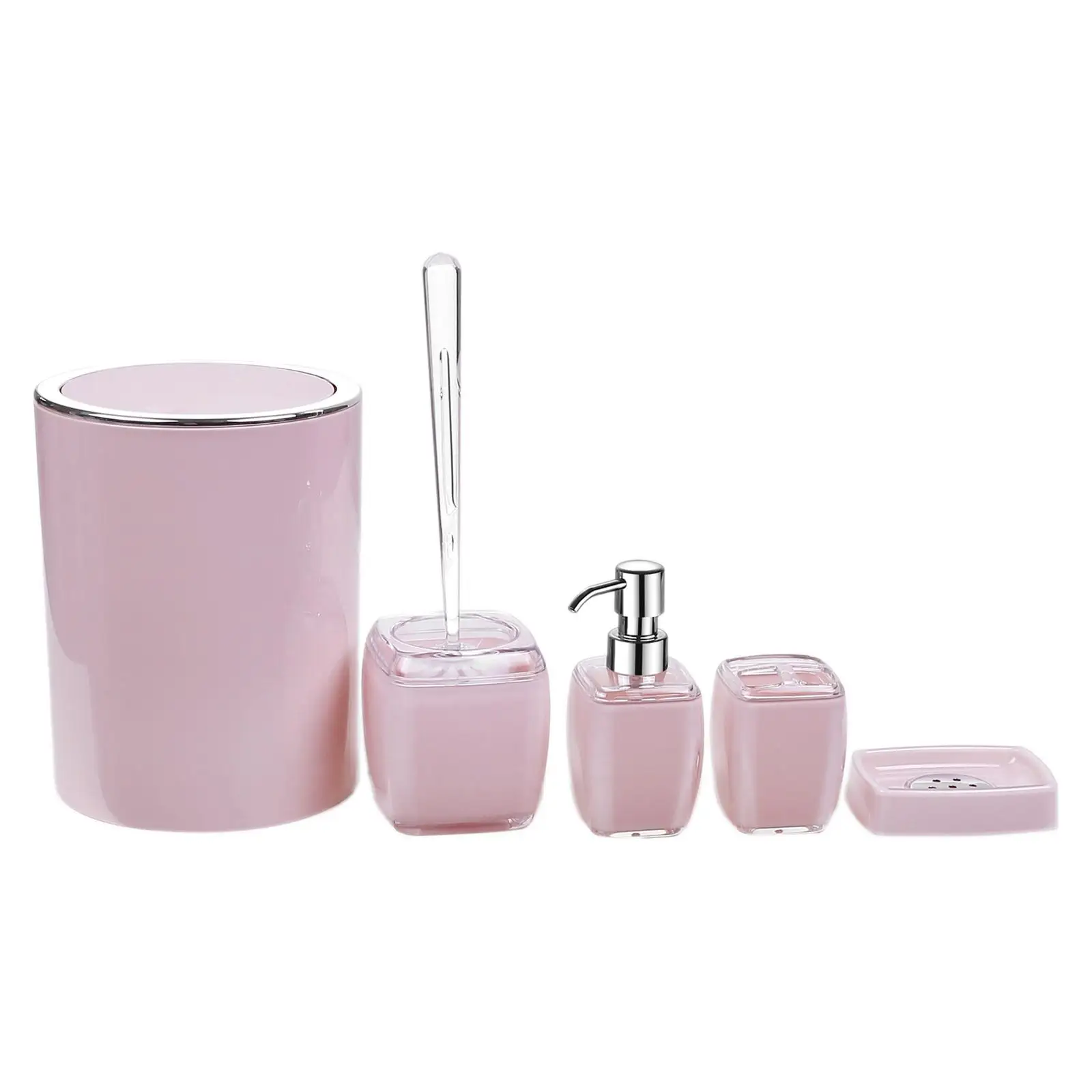 5x Acrylic Bathroom Set Accessories Toothbrush Holder Soap Dish Bottle Toilet Brush for Home ,Hotel Apartment Housewarming Gift