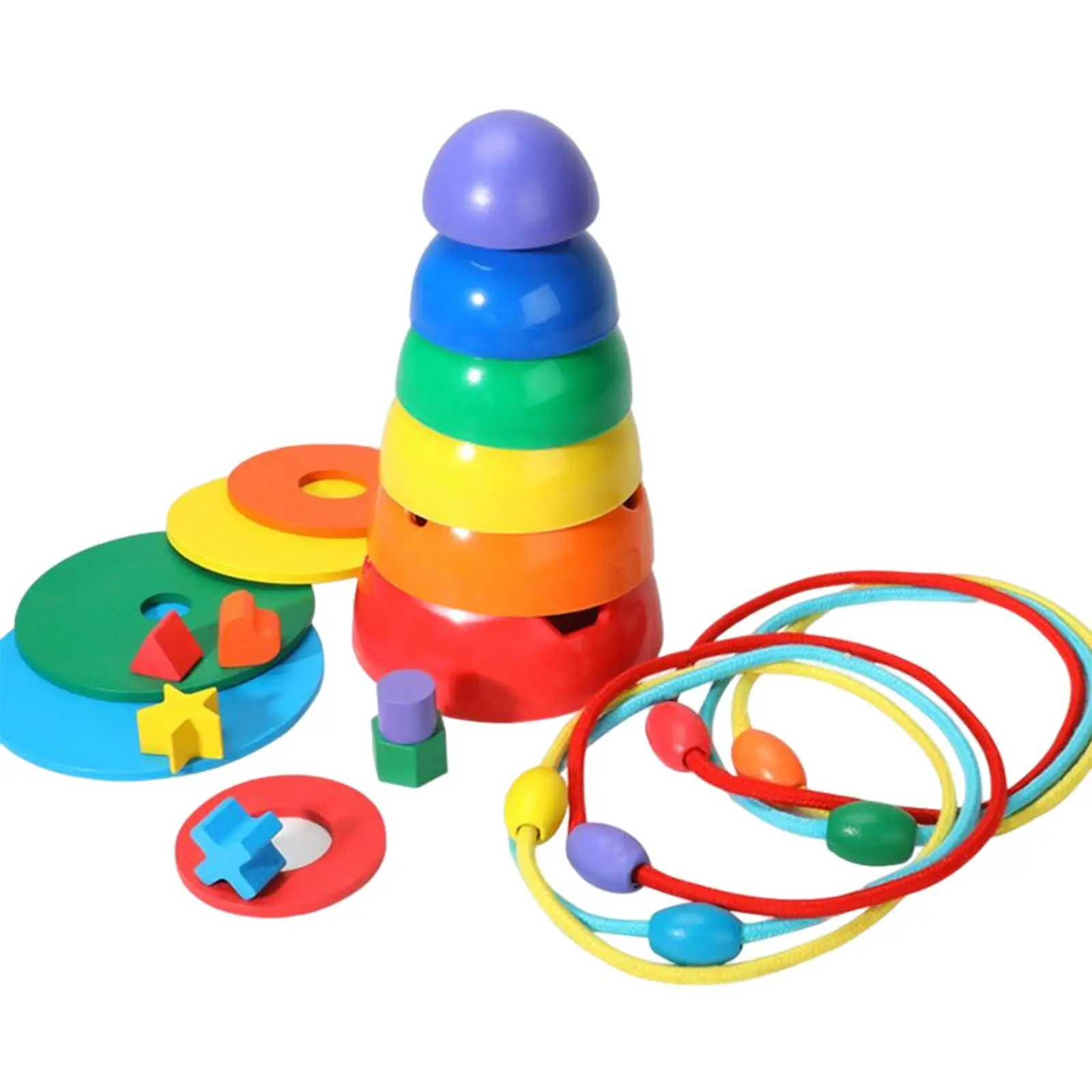 Montessori Colorful Stacking Blocks color Sorting Preschool Development Toy for Toddler Babies Children Birthday Gift
