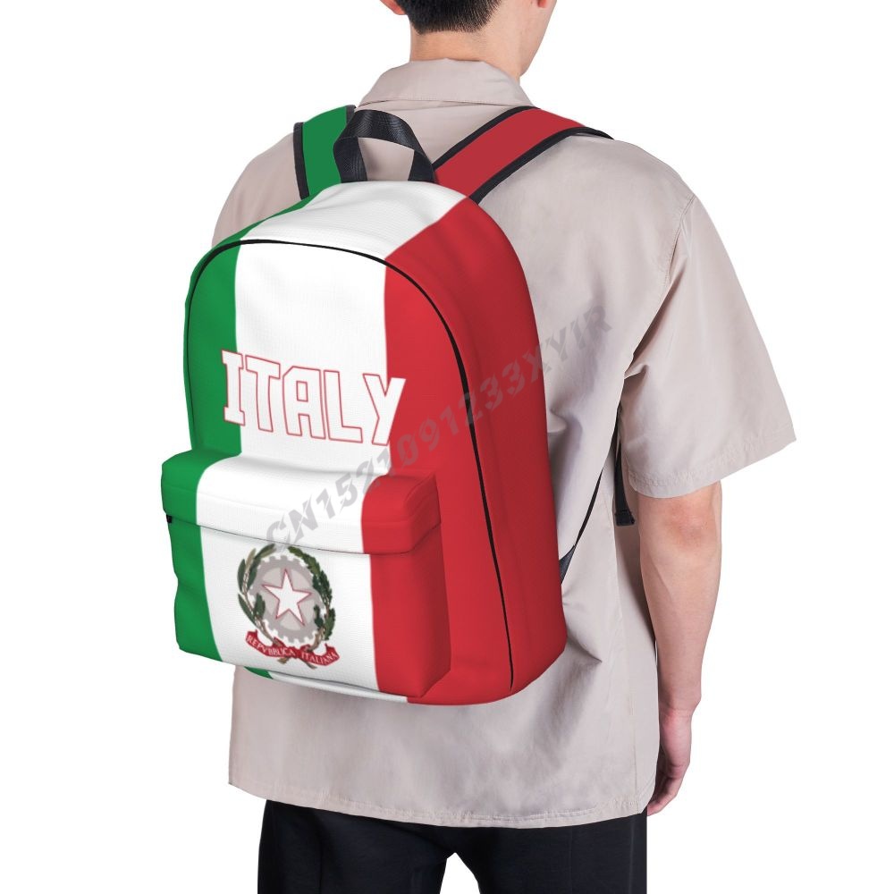 Unissex mochila itália bandeira ponto italiano schoolbag