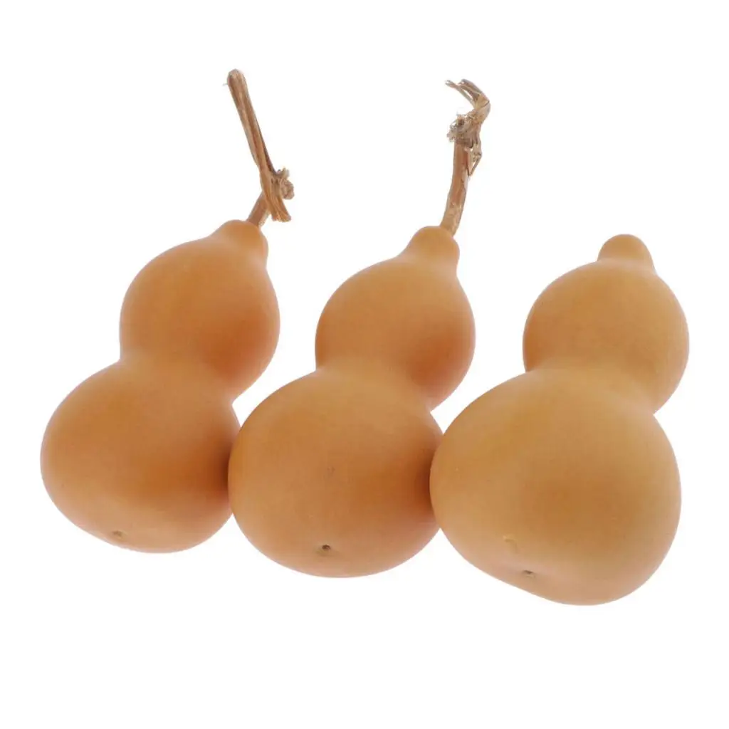 3Pcs Unpainted Gourds Charm Pendant Natural DIY Key Fob Chain Ornament
