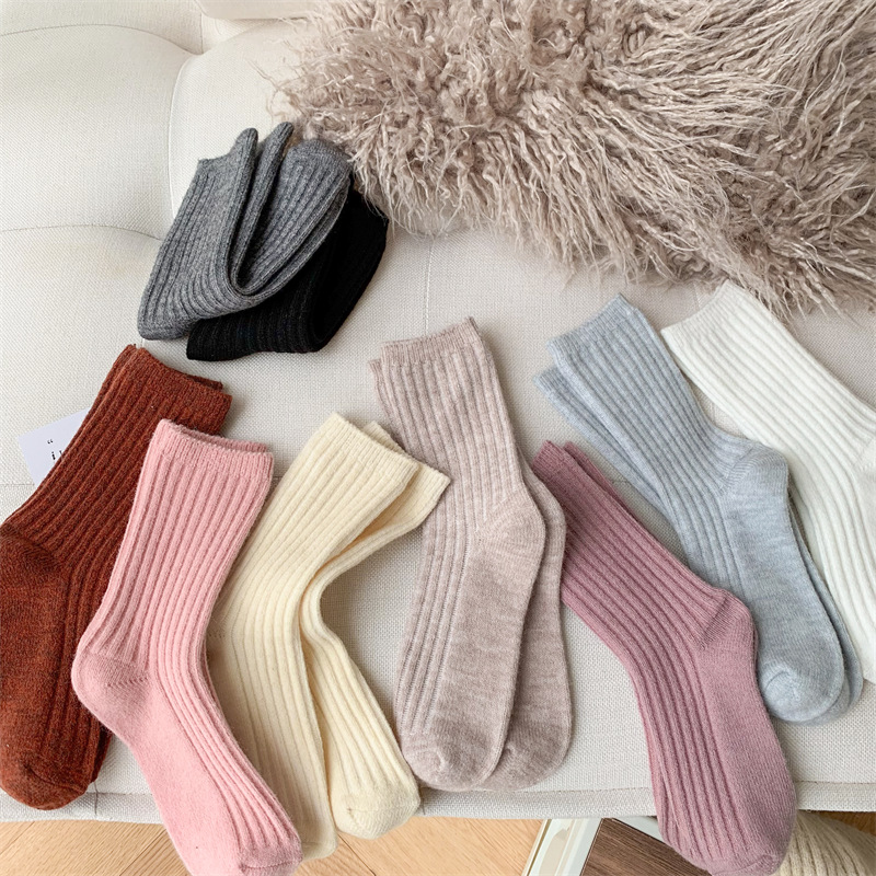 2022 New Winter Thicker Cashmere Wool Women Socks Casual japanese fashion Solid Color Long Sock Girls Thermal Warm Crew Sock