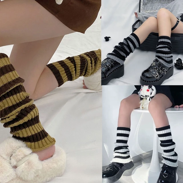 2 Pairs Women Ribbed Knit Leg Warmers Knee High Thermal Boot Socks