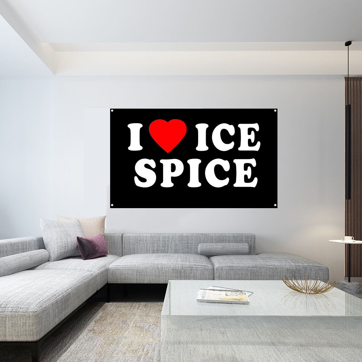 Настенный гобелен с надписью «I Love Ice Spice», 3x5 футов, 90x150 см