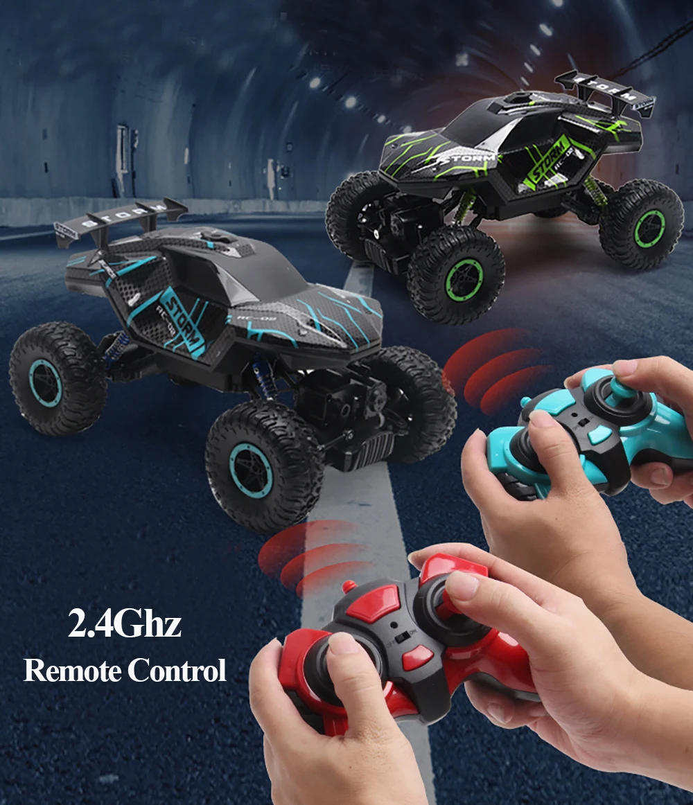 Coche eléctrico teledirigido 4WD de 2,4 Ghz para niños, juguete de coche todoterreno con radiocontrol, rociador de niebla, Rock Crawler, máquina de Control remoto