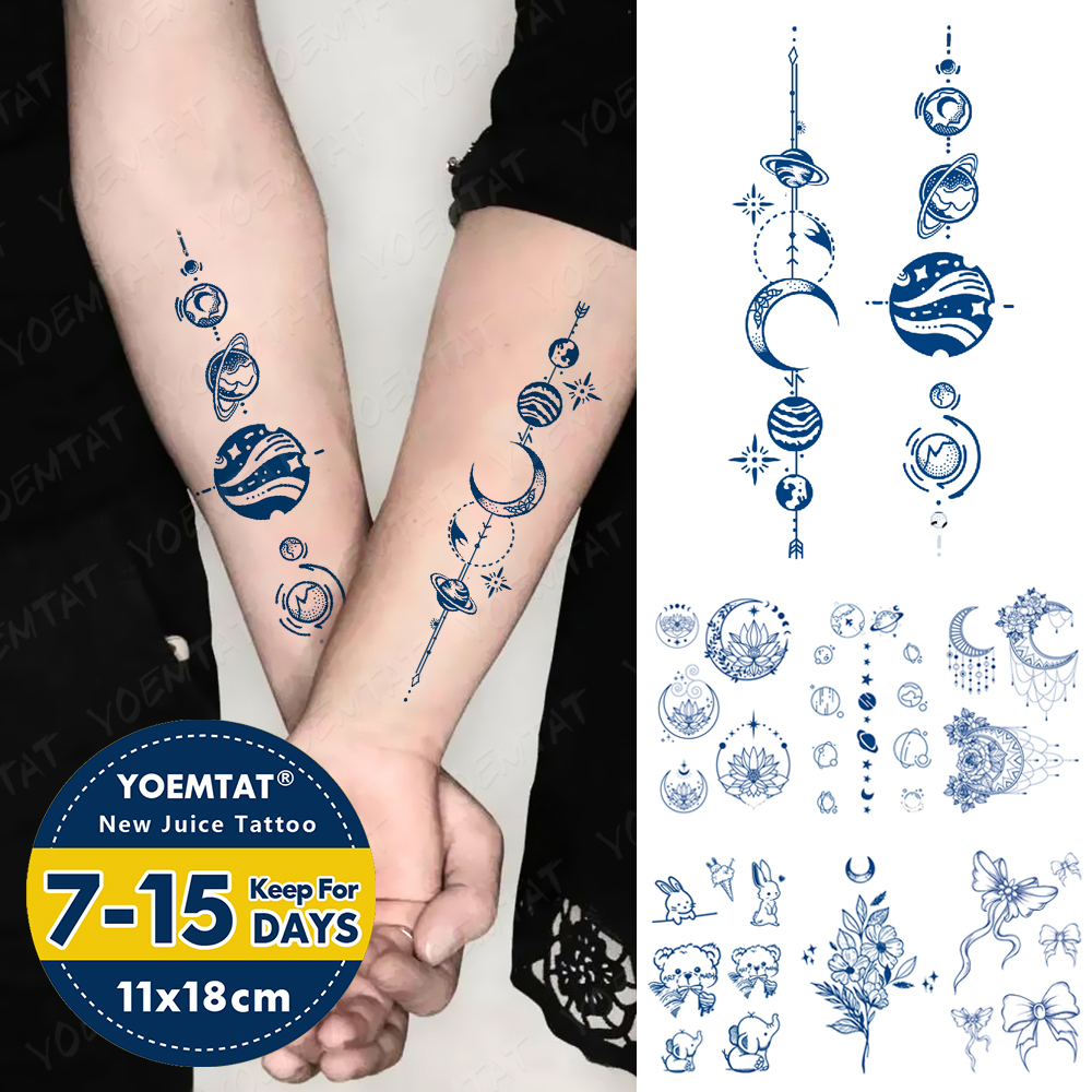 Best of Semi-Permanent Herbal Lasting Ink Waterproof Temporary Tattoo Stickers Universe Earth Planet Flash Tatto Body Art Fake Tattoos Reviews & Tips