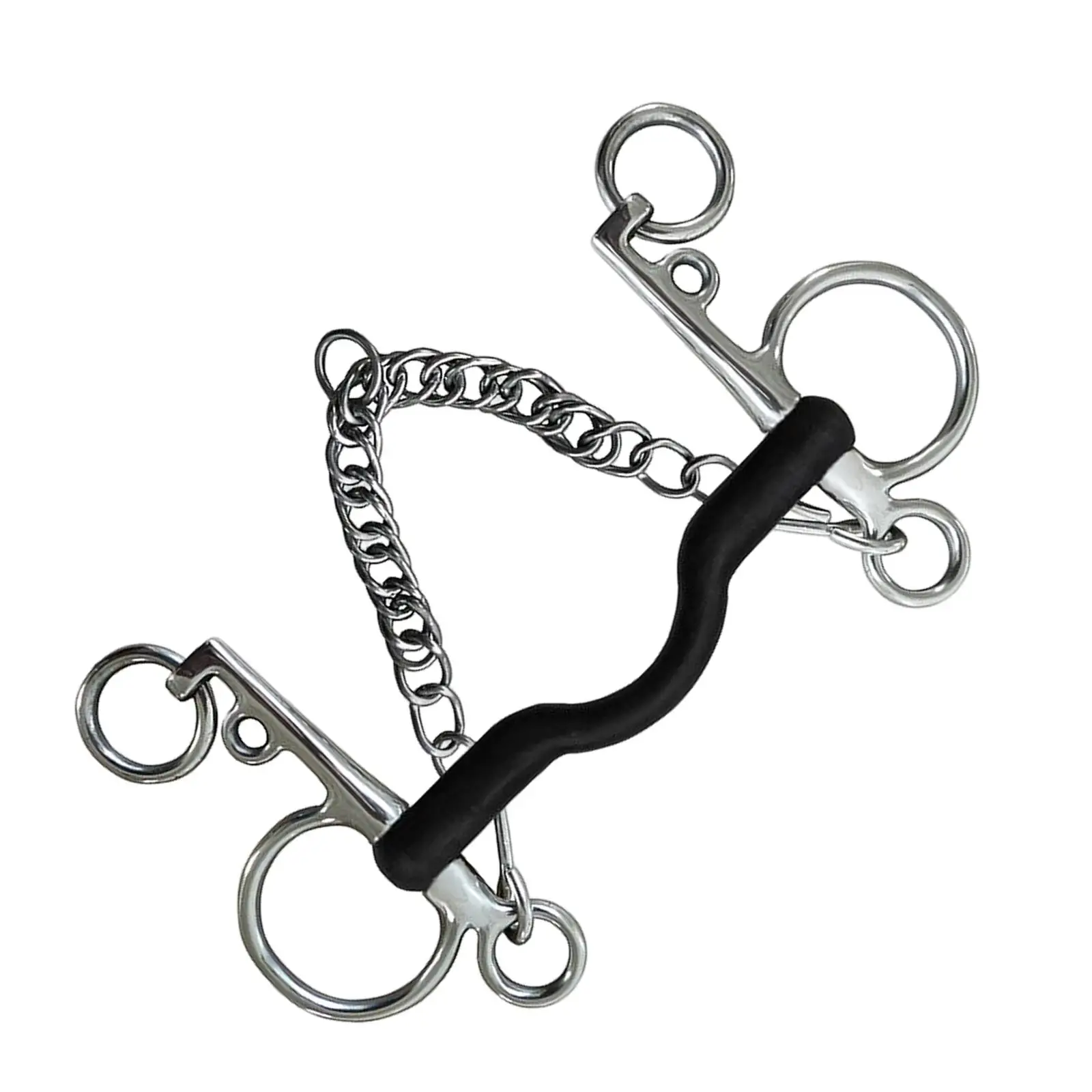 Horse Bit, Stainless Steel, with Curb Hook Chain, with Silver Trim, Cheek Mouth