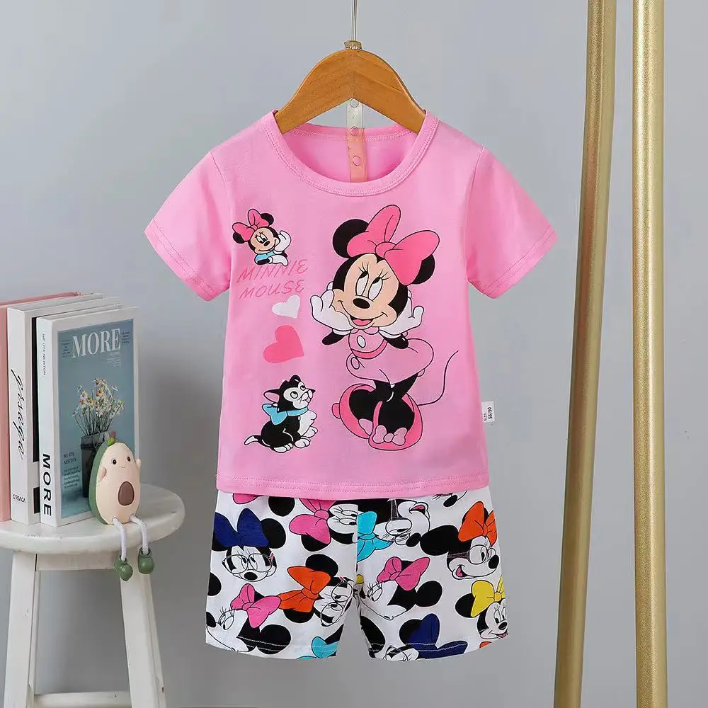 Baby Toddler Girls Disney Minnie Mouse Cotton Shirt Shorts Outfits
