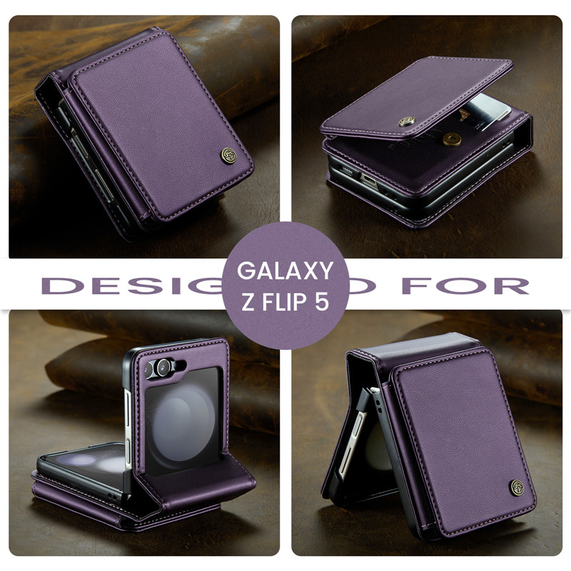 EUCAGR Luxury Magnetic Wallet PU Leather Case For Samsung Galaxy Z Flip 5 6 7 Card Solt Holder Pocket Cover For Galaxy Z Flip7 5