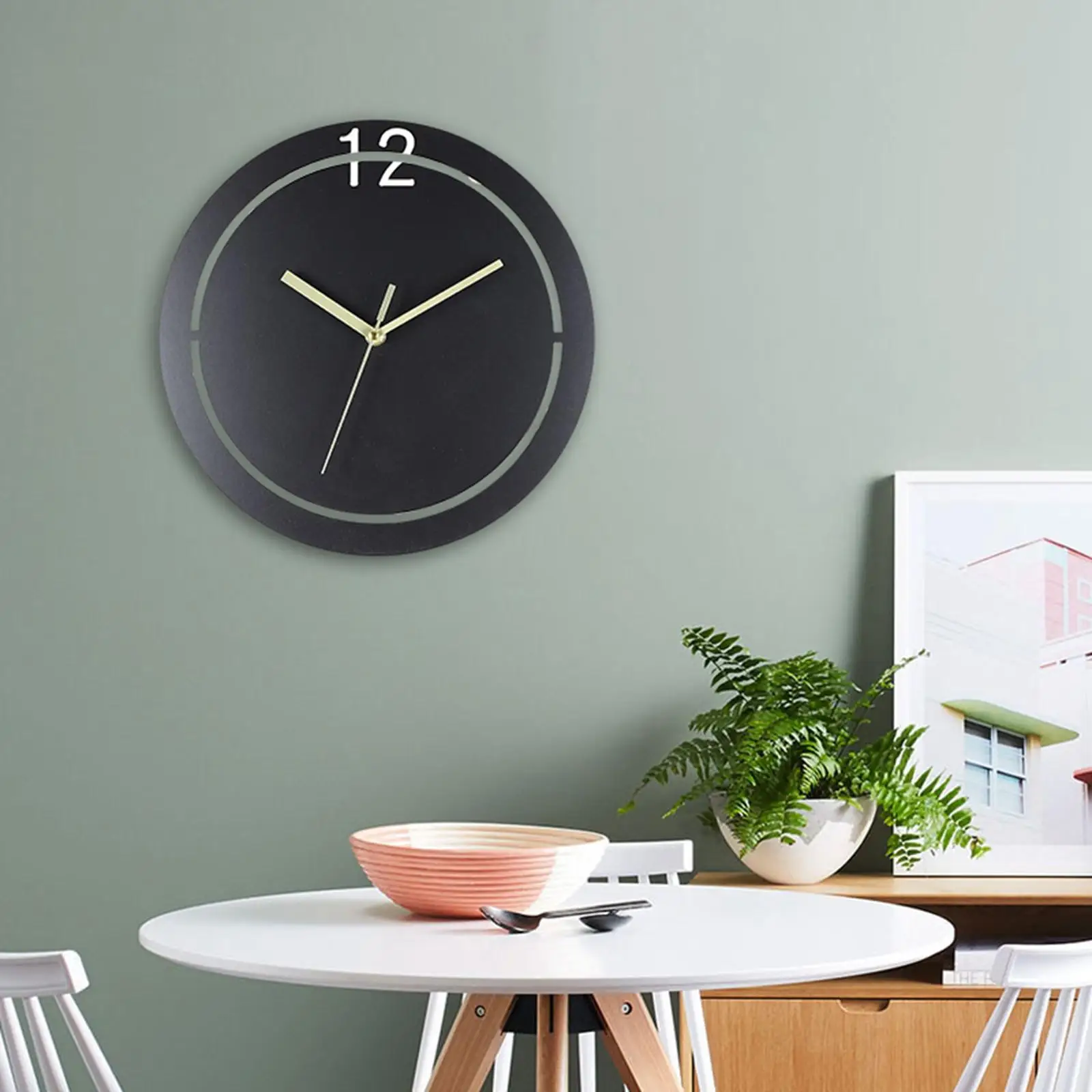 Wall Clock DIY Non Ticking Battery Operated Hanging Watches Round for Dining Room Household Kitchen Office Decoration