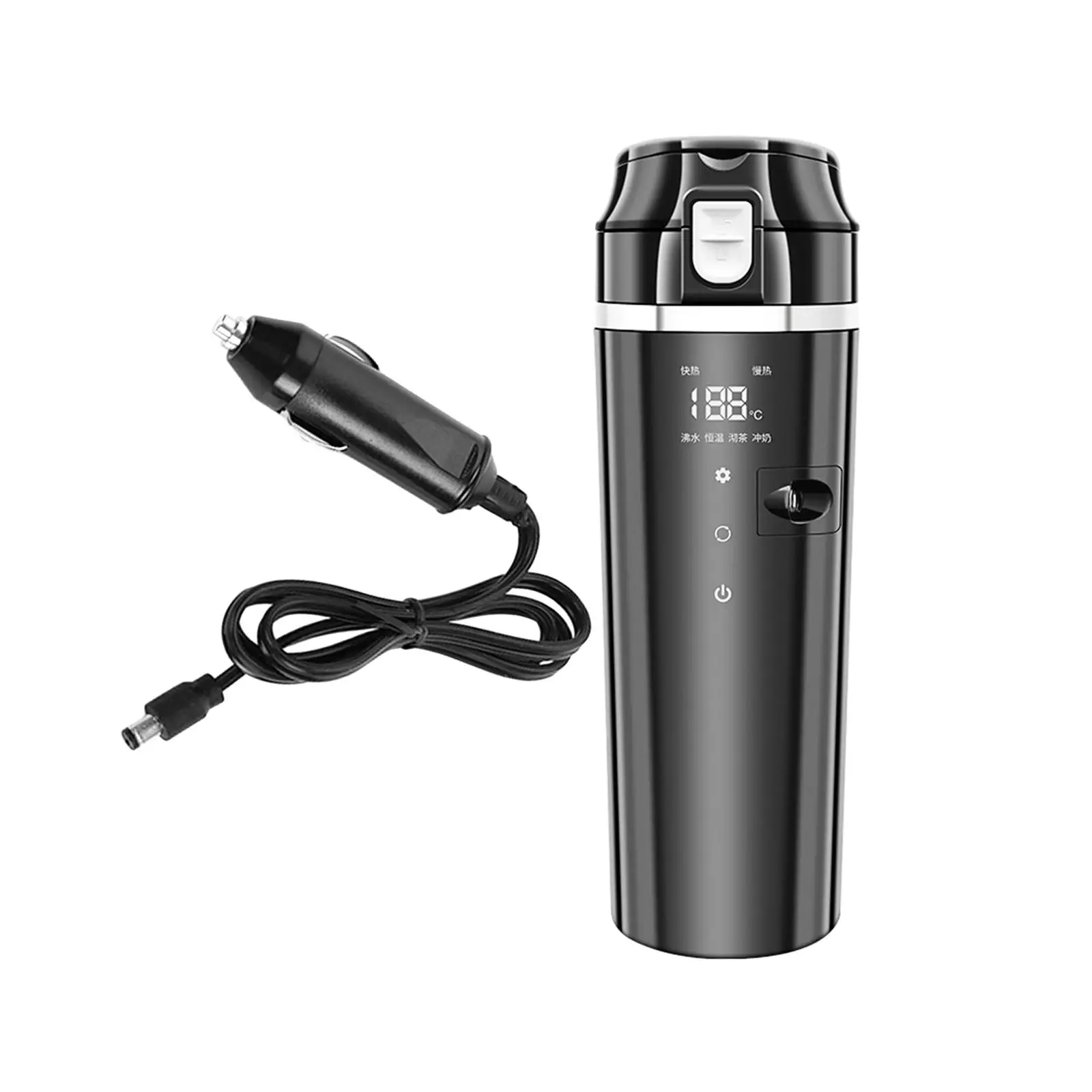 12V 24V 500ml Car Electric Water Kettle 50W-100W Fast Heating Speed 9x2.8inch for Long Time Self Driving Trip Multipurpose