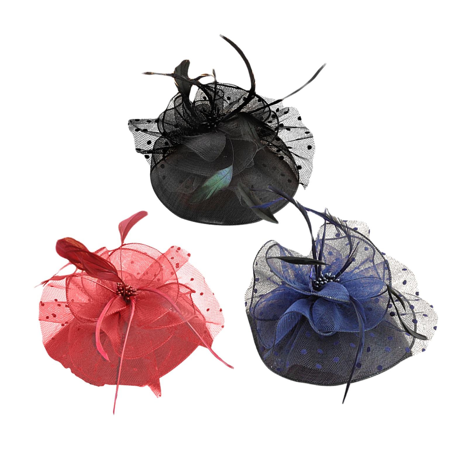 Fascinator Hair Clip Pillbox Hat Handmade Flower Veil Mesh Headband for Bridal Wedding Tea Party Headwear Church Hat Hairpin