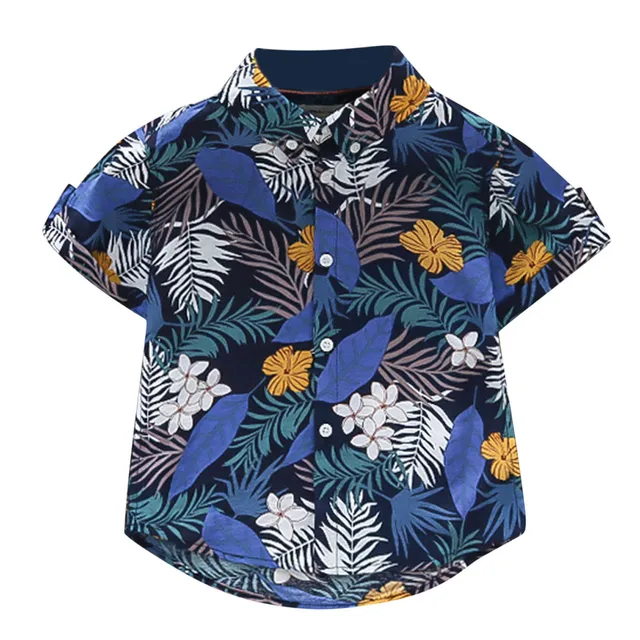 GFMY Kids Hawaiian Shirts Boys Summer Floral Tops Beach Holiday Button Down  T-shirts Green Pink 3T-10T Toddler Clothes - AliExpress