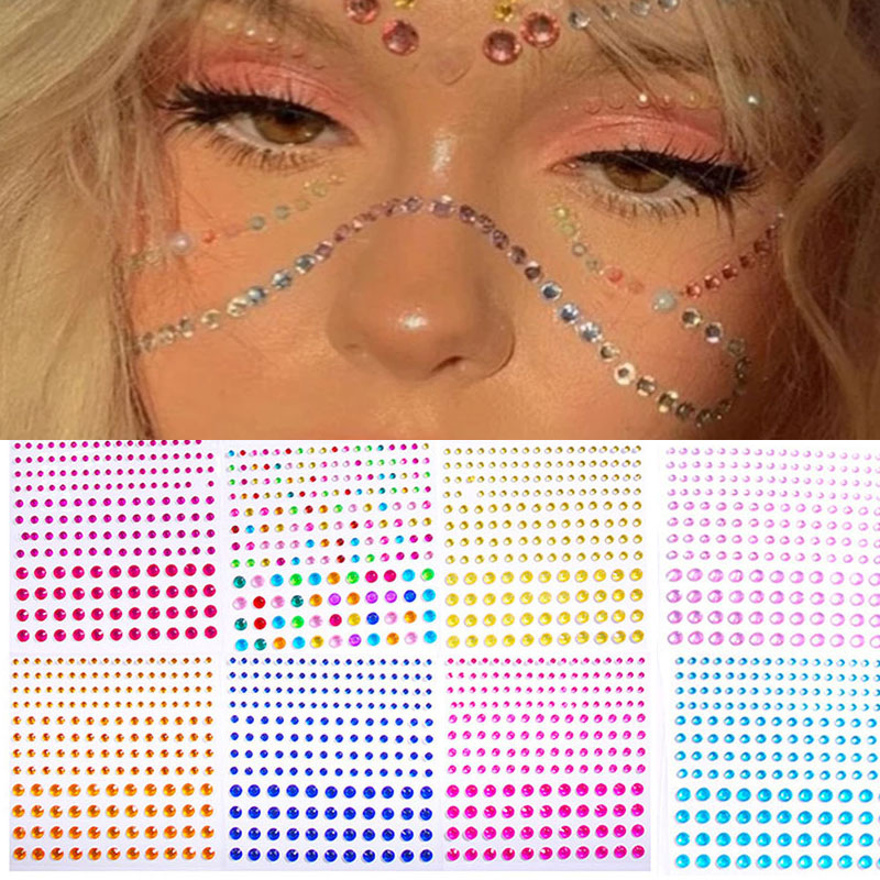 Best of Face Jewels Party Festival Makeup Decoration Face Body Colored 3D Diamond Jewels Pearls Self Adhesive Eyeshadow Acrylic Sticker Reviews & Tips