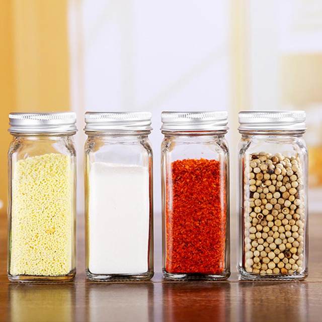 RSVP Endurance® Large Square Glass Spice Bottles – Clear - Spoons N Spice