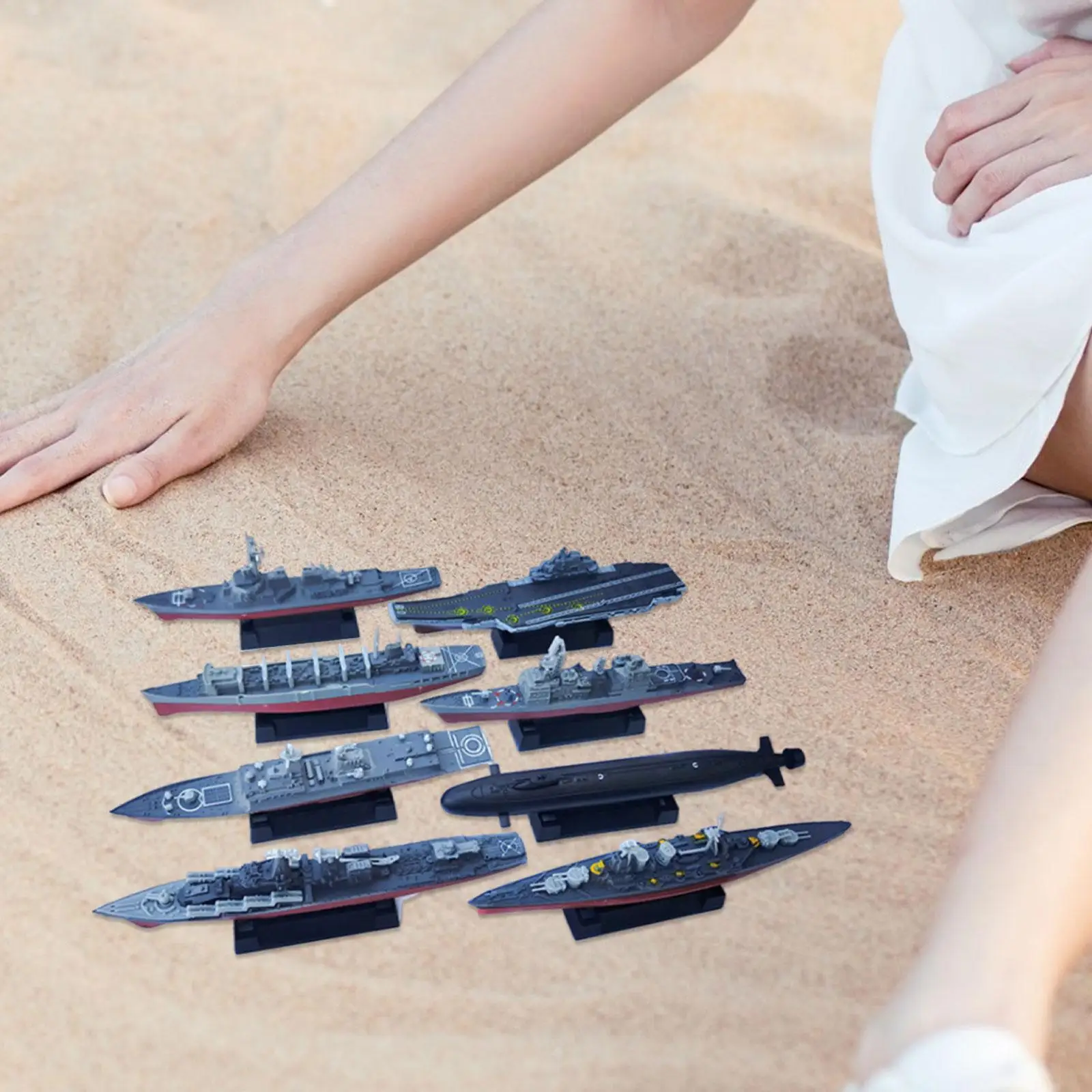 8 Pieces Aircraft Carrier Toy Model Simulation Submarine Naval Ship Playset Unfinished Craft Hobby Puzzles for Party Favors Kids