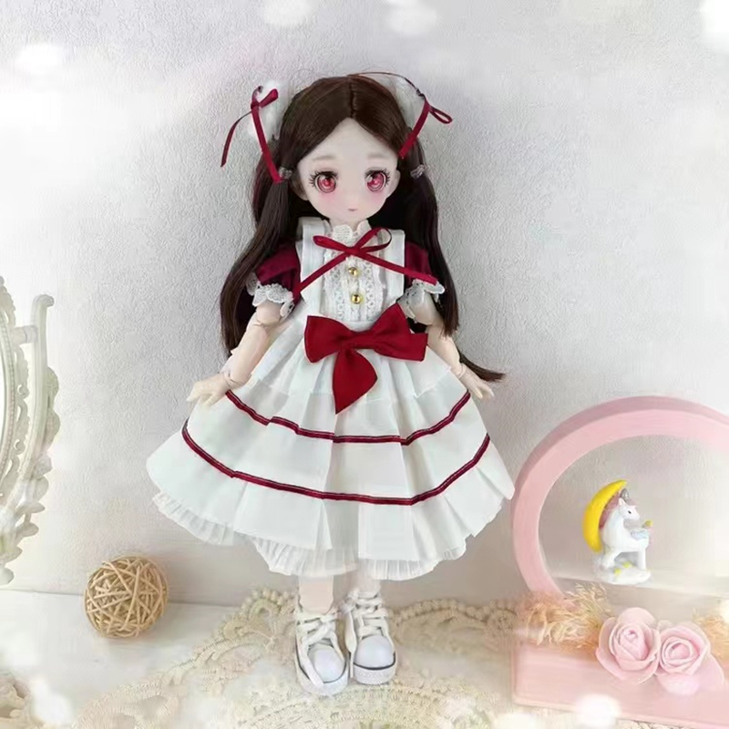 30cm Kawaii BJD Doll Girl 6 Points Joint Movable Doll with Fashion Clothes Soft Hair Dress Up Girl Toys Birthday Gift Doll New