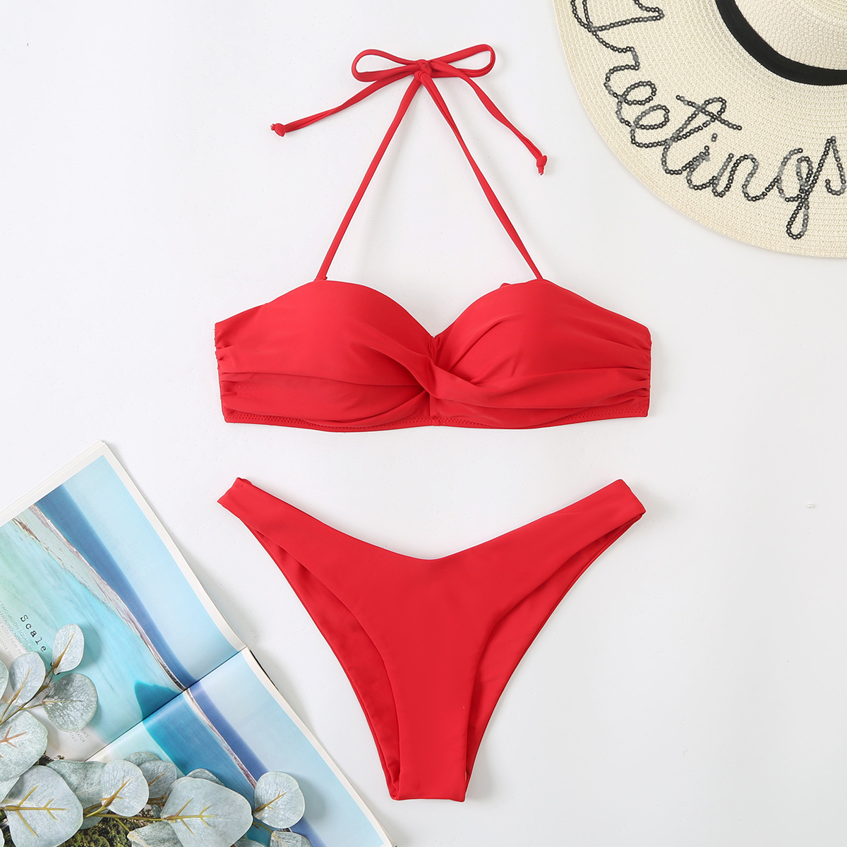 Push Up Bikini Set - Womens Halter Underwire Swimsuit 2024