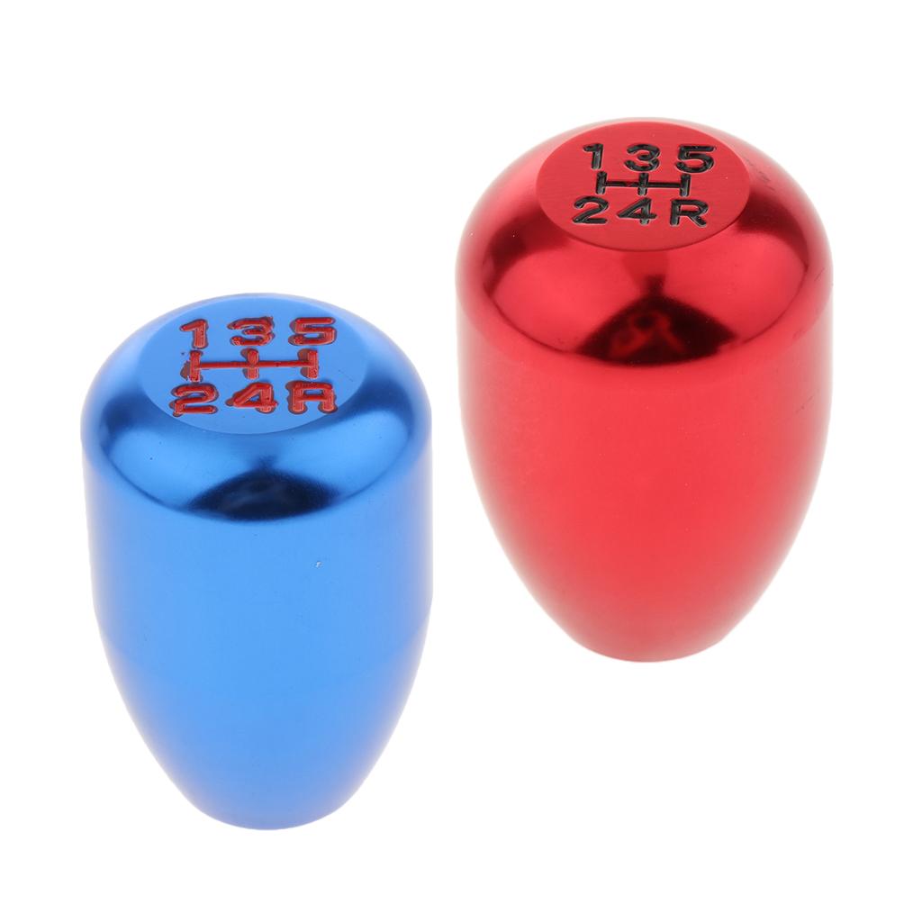 Car CNC Manual 5 Speed Shift Knob Shifter Lever with Adapter Blue+Red NEW