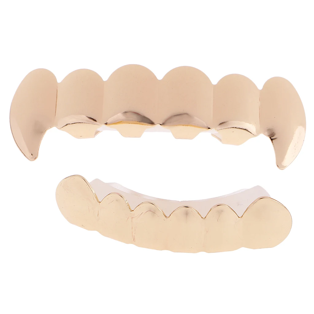 Hip-Hop 18K Gold Plated Mouth Caps Custom Grills Up And Down Set