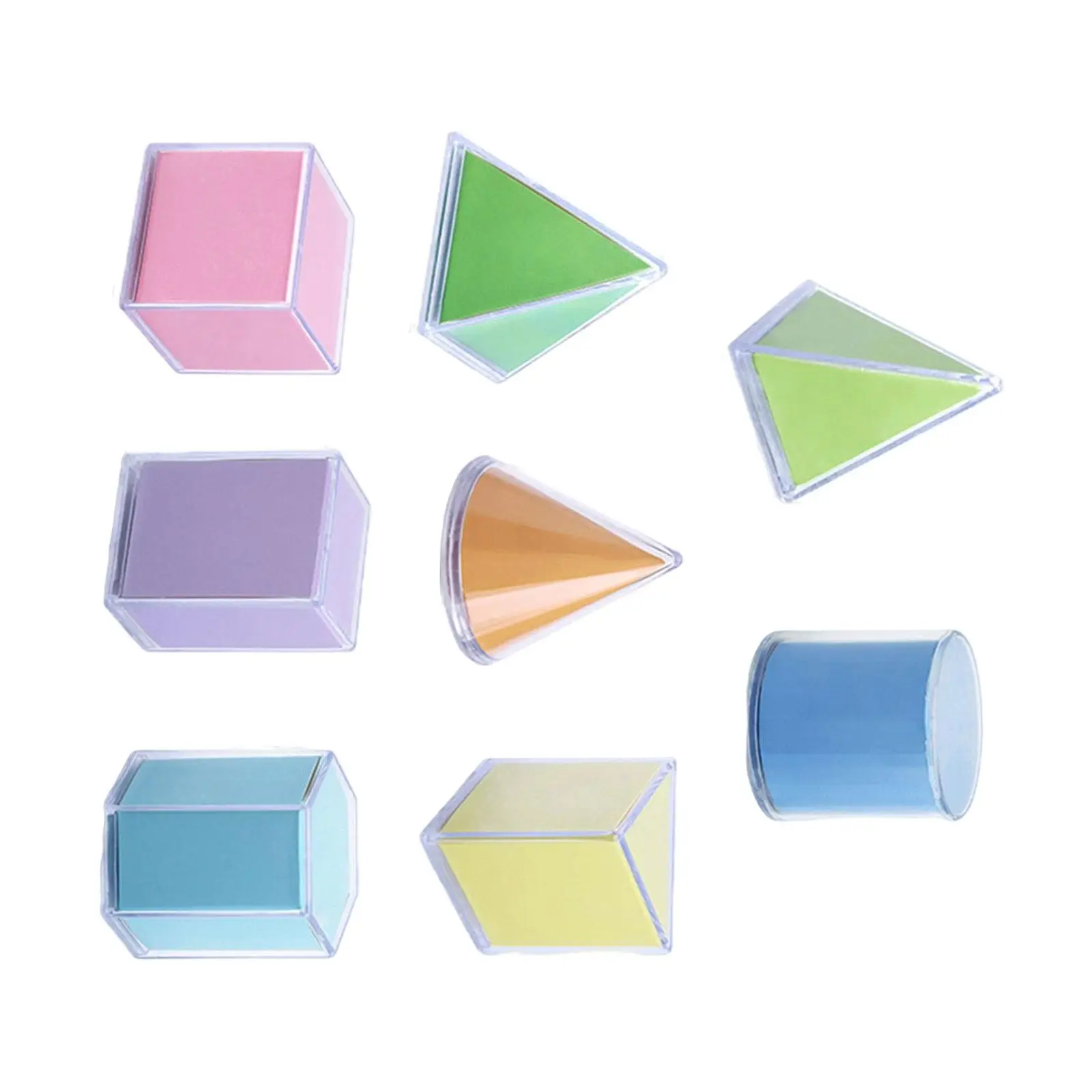 8 Pieces Transparent Geometric Shapes Blocks Montessori Toys Stacking Game Shape Sorter Sorting Toy for Babies Kids Toddler