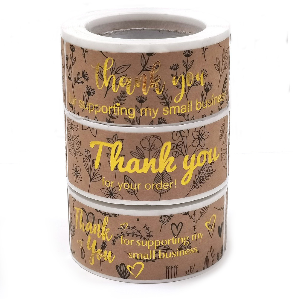 120 stücke blume danke für Ihre Bestellung kleines Geschäft Goldfolie Aufkleber Geschenk box versiegelt Etikett Party Dekoration Festival-Paket – Detail 10