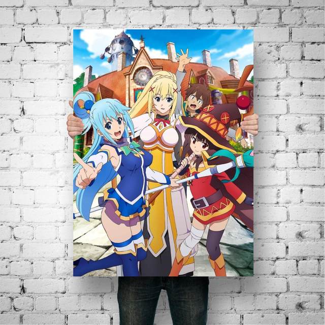 Konosuba anime poster arte da parede 24x36 cartazes de lona decoração  cartaz da arte presente personalizado moderno família quarto pintura -  AliExpress