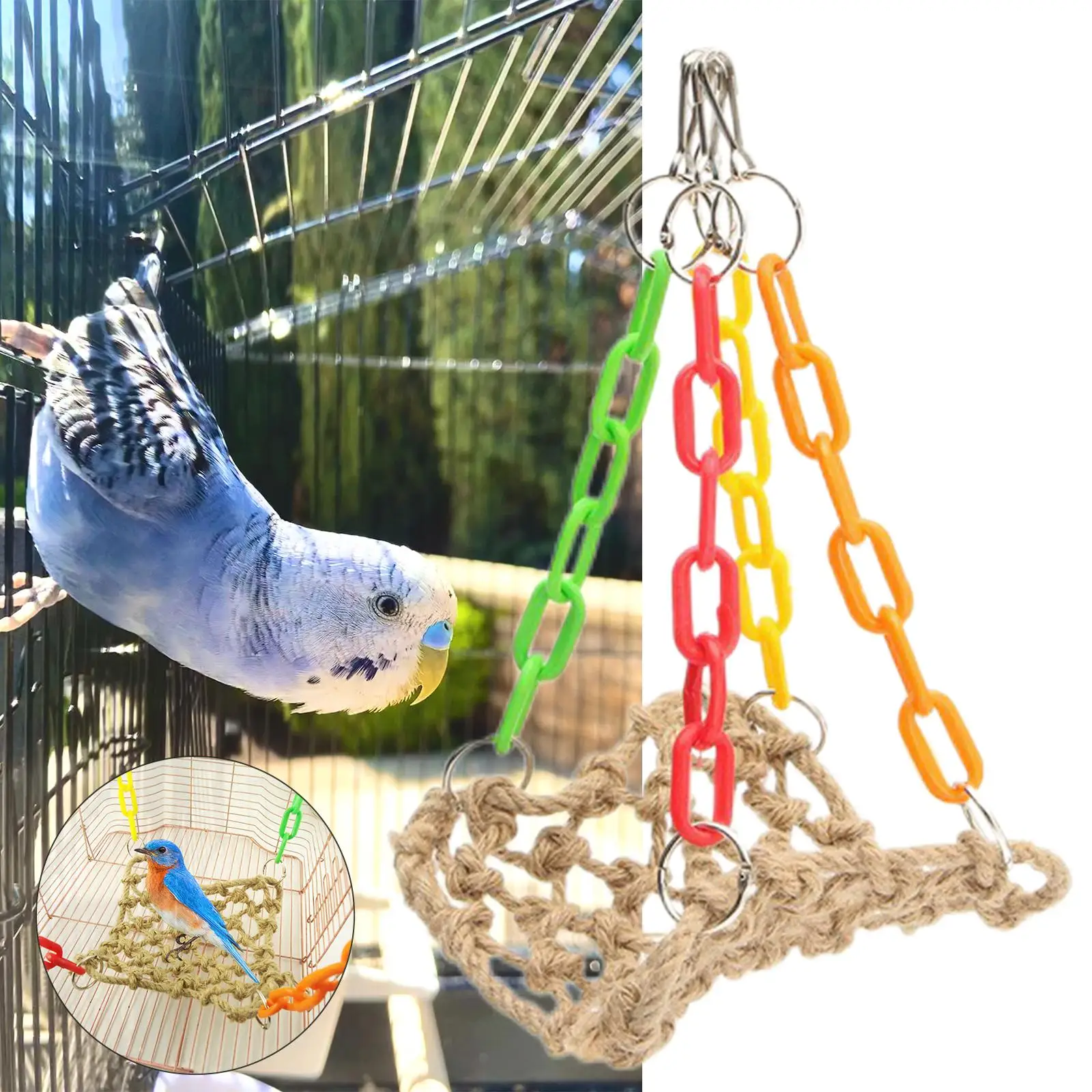 Pet Parrot Swing Toys Hanging Cage Toy Cage Toy Hammock Perches Stands for Finches Love Birds Parrot Small Bird Pet Supplies