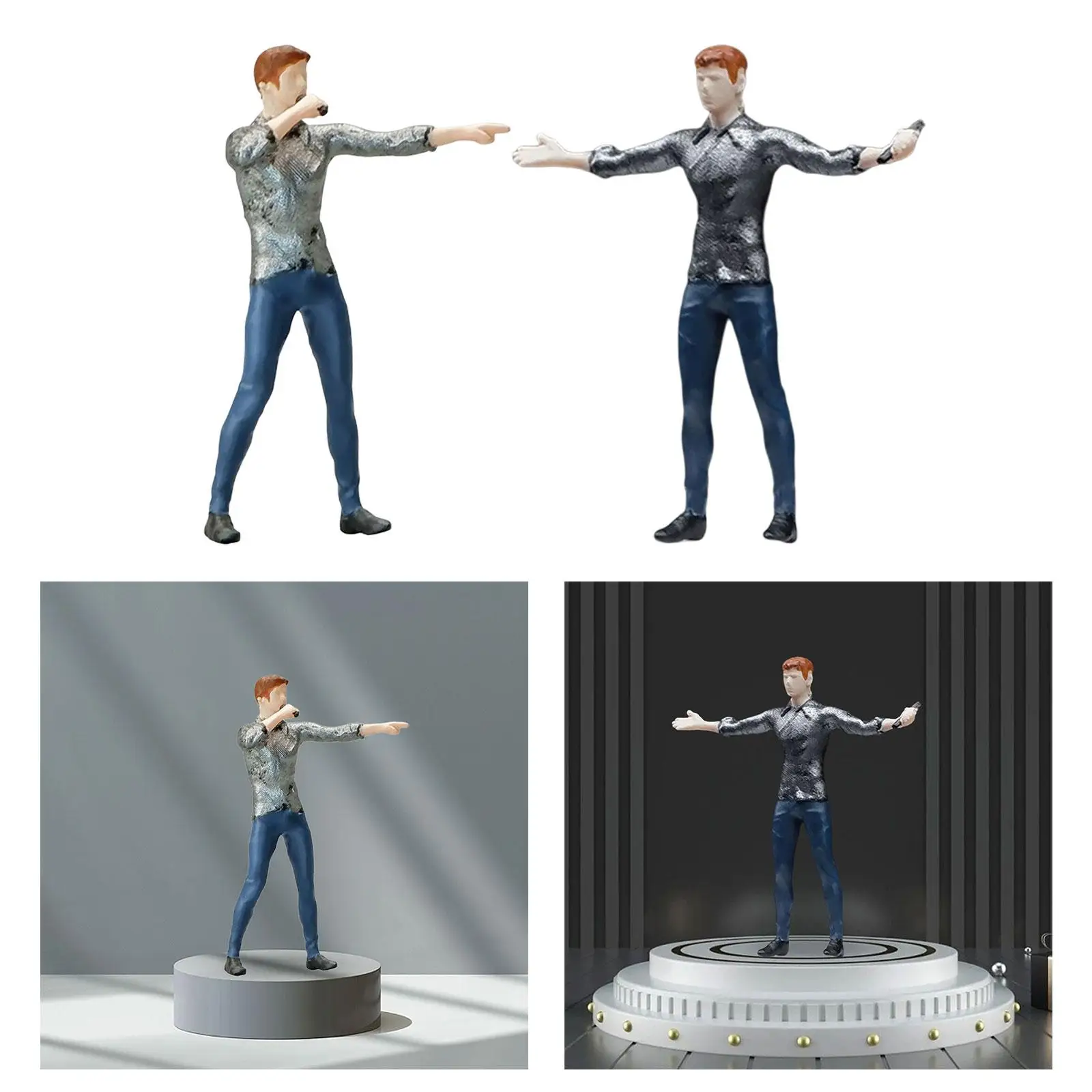 1/64 Male Singer Figures Street Singer Figures Model Trains People Figures for Photography Props Scenery Landscape Decor Layout