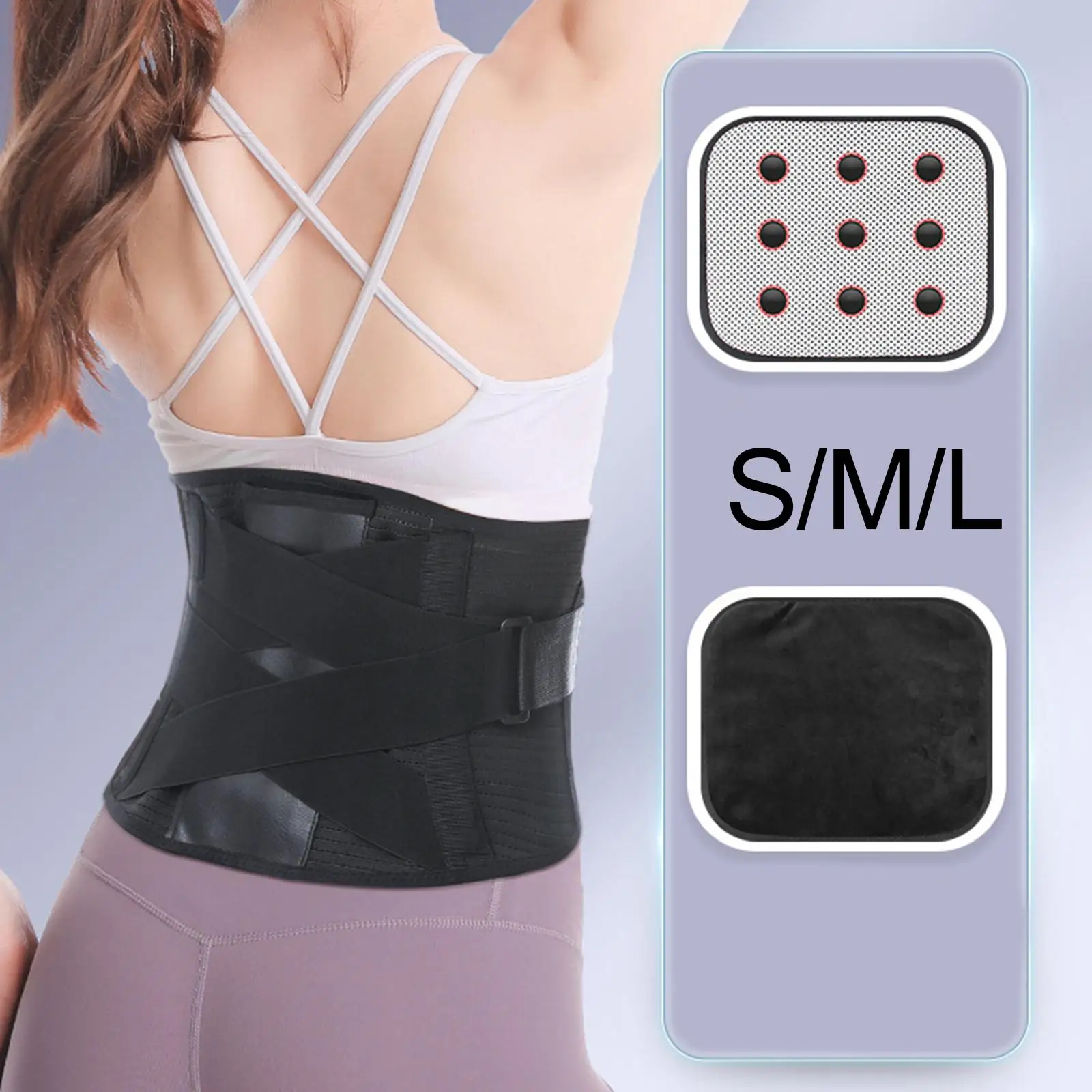 Waist Support Belt Self Heating with Removable Pad Adjustable Support Straps Back  for Exercise Workout Men Women